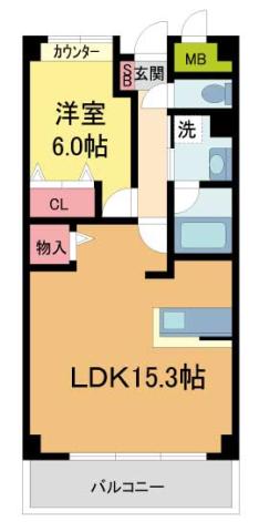 MINT甲子園三番町(1LDK/2階)の間取り写真