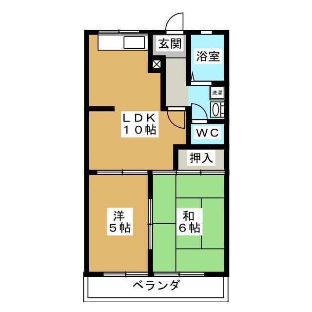 リバティはやの B(2LDK/2階)の間取り写真