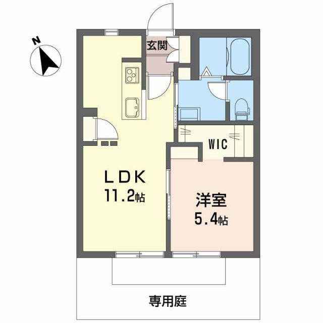 クレール八穂A棟(1LDK/1階)の間取り写真