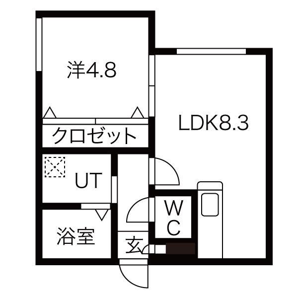 ING発寒南(1LDK/2階)の間取り写真