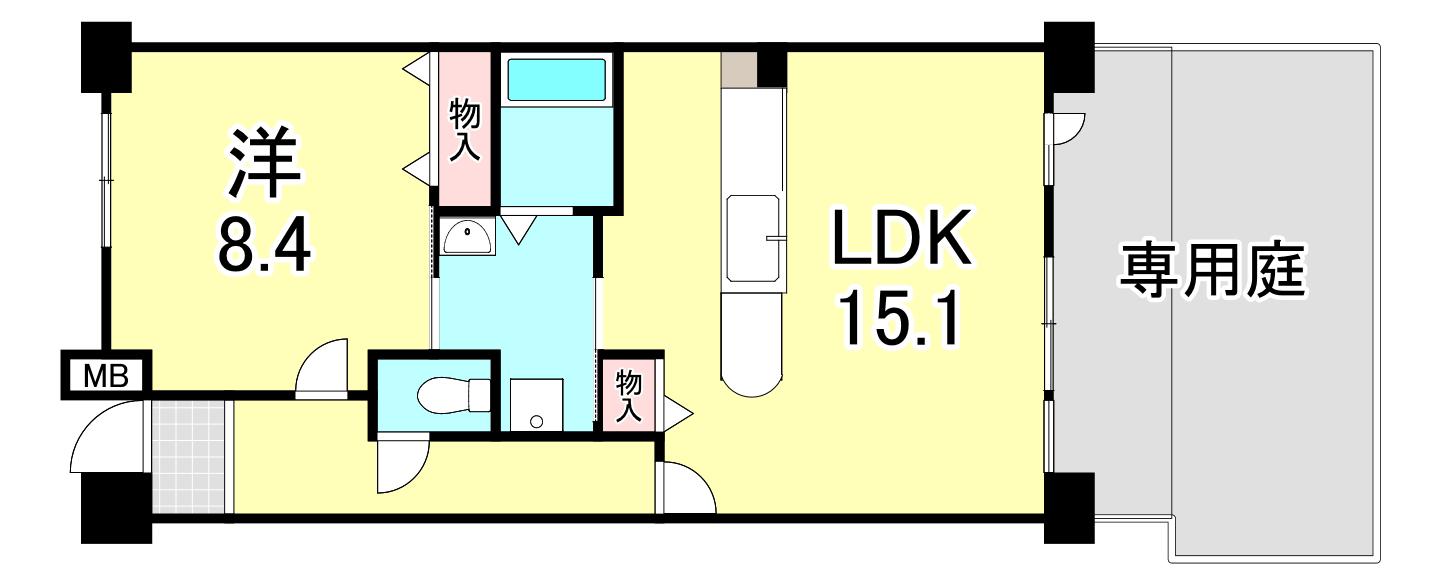 UR KOBE・岡本 1号棟(1LDK/1階)の間取り写真