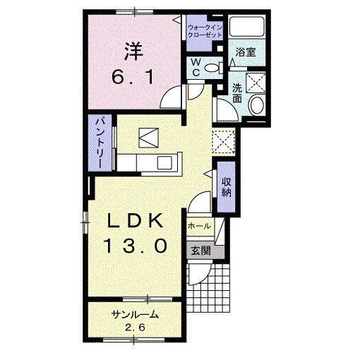 カランコエ III(1LDK/1階)の間取り写真