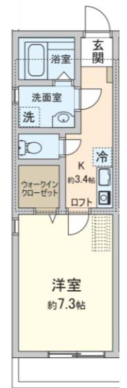 ザ・ファルティ十日市場(1K/2階)の間取り写真