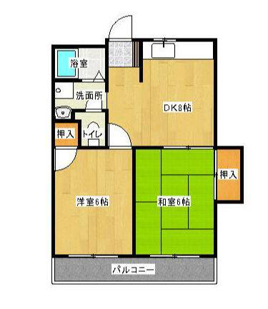 ベルグラーデ城北(2DK/1階)の間取り写真