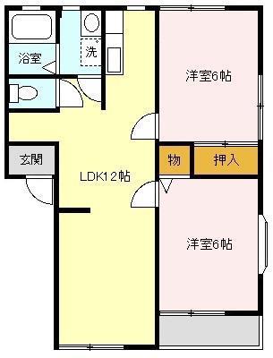 グレース松崎F(2LDK/2階)の間取り写真