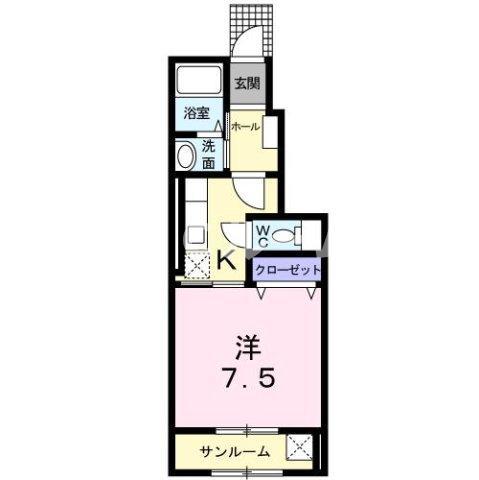 グランシャレー春日(1K/1階)の間取り写真
