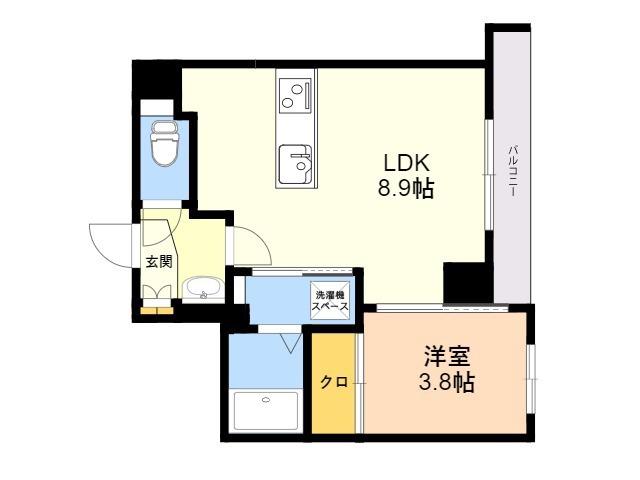 ADORE 六本松 PROUD(1LDK/5階)の間取り写真