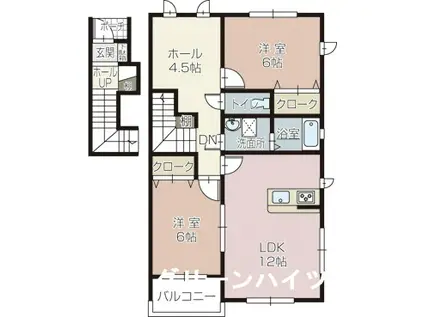 ファミール箕輪(2LDK/2階)の間取り写真