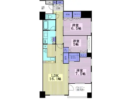 シャリエ錦糸町石原(3LDK/5階)の間取り写真