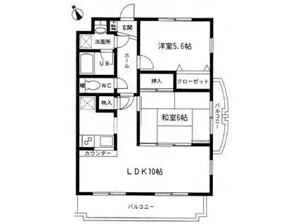 フォルス鷹丘(2LDK/3階)の間取り写真