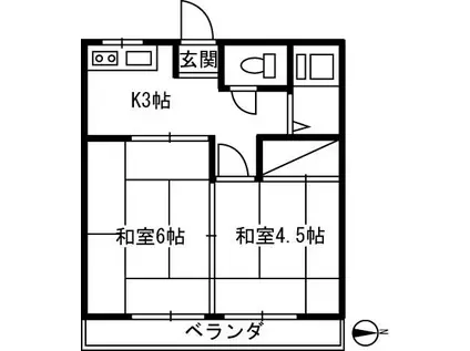 早部マンション(2K/2階)の間取り写真