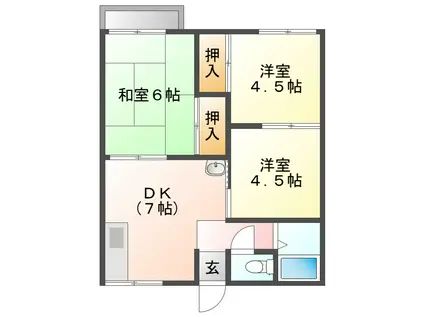 コーポ乙女石I(3DK/2階)の間取り写真