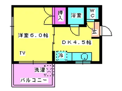 コーポ吉丸(1DK/2階)の間取り写真