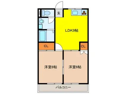 光ハイツ(2LDK/1階)の間取り写真