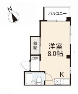 稲井ビル(ワンルーム/4階)の間取り写真