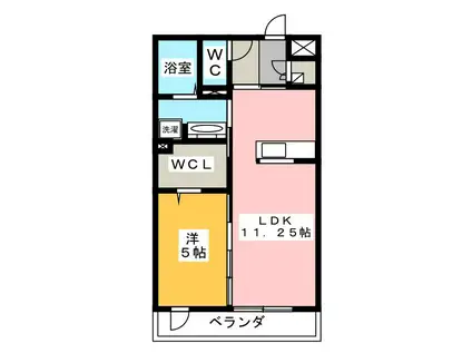 バラディー伏見(1LDK/3階)の間取り写真