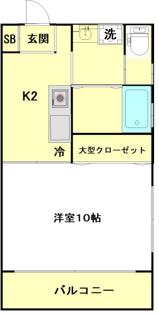築浅アパート(1K/2階)の間取り写真