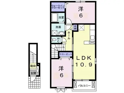 トビアスガーデン高松(2LDK/2階)の間取り写真