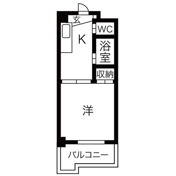 サン・ウエダビルI(1K/2階)の間取り写真