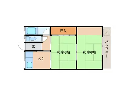 平和マンション(2K/2階)の間取り写真