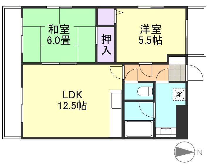 シャトーブリアン(2LDK/3階)の間取り写真