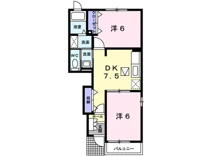 ピアヌ-ラ・コーダII(2DK/1階)の間取り写真