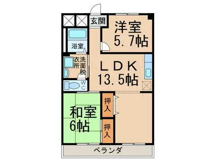 太平コーポラスI(2LDK/1階)の間取り写真