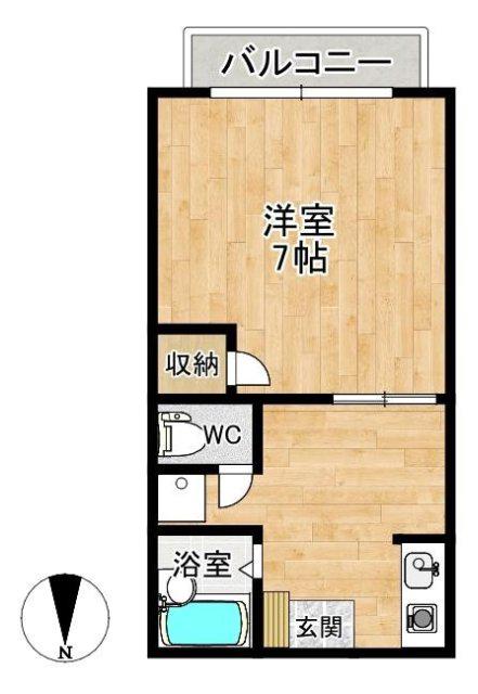 セジュールK(1DK/2階)の間取り写真