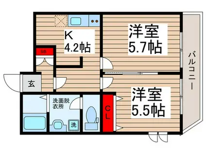 ダイヤモンドクレスト南柏(2K/1階)の間取り写真