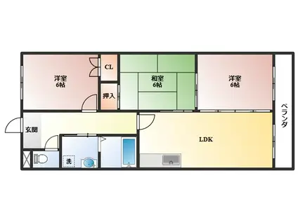 セントポリア豊中(3LDK/2階)の間取り写真