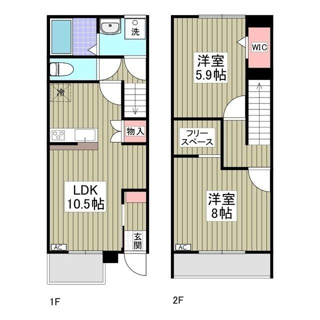 MAISONETTEPARK 大道(2LDK/1階)の間取り写真