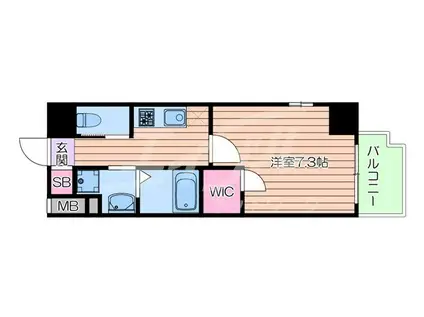 ビガーポリス405同心III(1K/3階)の間取り写真