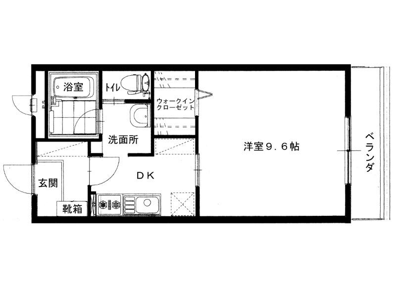 ポールソレイユI(1K/2階)の間取り写真