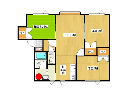 コーポやまもと5(3LDK/2階)の間取り写真