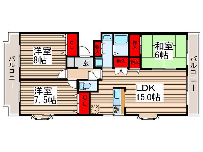 レイベェル III(3LDK/2階)の間取り写真