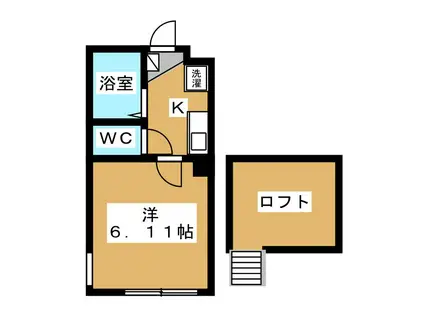 イザットパレス小田急相模原(1K/2階)の間取り写真