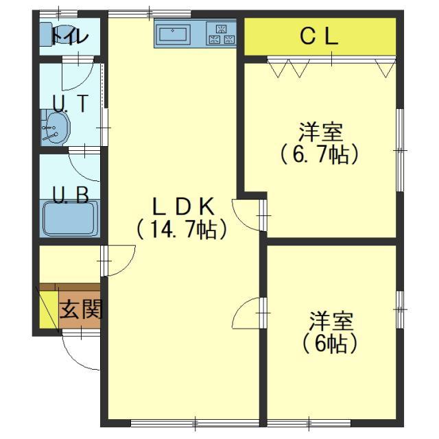 コーポすみれB棟(2LDK/2階)の間取り写真