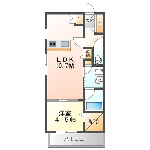 カノン神崎川(1LDK/3階)の間取り写真