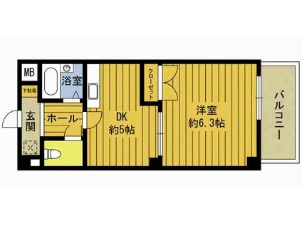 ACURA錦町II(1DK/3階)の間取り写真