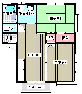 ミレニアム榮(2DK/1階)の間取り写真