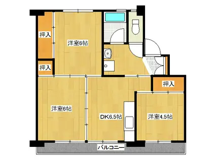 ビレッジハウス吉井1号棟(3DK/2階)の間取り写真