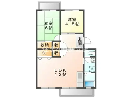 サニーホームズ横山(2LDK/3階)の間取り写真