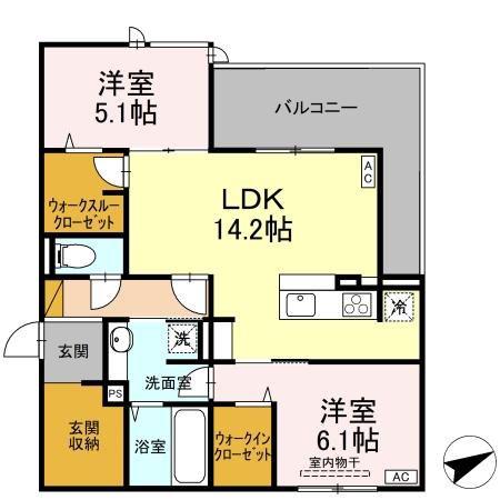 DS LIEN C(2LDK/3階)の間取り写真