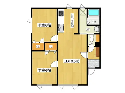 ルクソール(2LDK/1階)の間取り写真