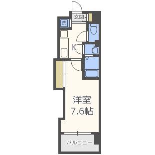 LUXE難波西III(1K/2階)の間取り写真