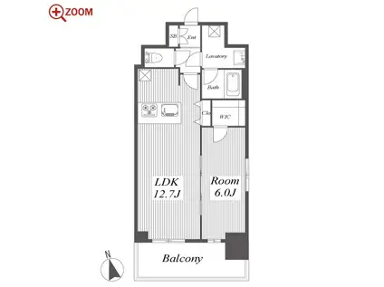 プレサンス栄ライズ(1LDK/12階)の間取り写真