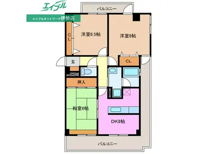 パーシモンヒルズ(3DK/4階)の間取り写真