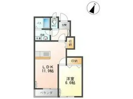 スール ユー(1LDK/1階)の間取り写真