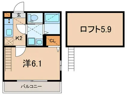 アザーレ・パッシオ新百合ヶ丘B(1K/3階)の間取り写真