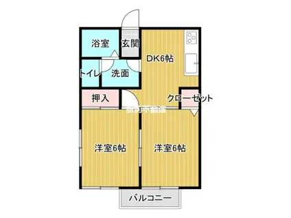 ニューフラワー(2DK/2階)の間取り写真